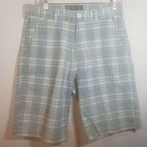 Billabong Mens Plaid Checkered Casual Flat Front Golf Shorts Size 30 Blue White